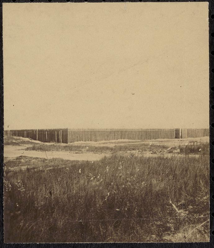 Stockade on Morris Island where Rebel prisoners were confined