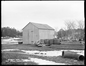 Sudbury Department, Pegan Brook Filter-beds, Tool House, from the south, Natick, Mass., Feb. 14, 1898