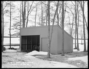 Sudbury Department, horse shed at Framingham No. 3, near Dam, from the east, Framingham, Mass., Feb. 15, 1898