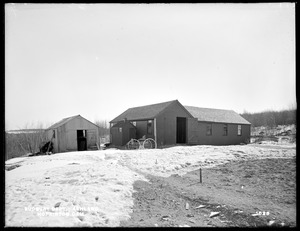 Sudbury Department, outbuildings (barn and shed) at attendant's house, Hopkinton Dam, from the west, Ashland, Mass., Feb. 17, 1898