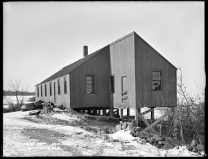 Sudbury Department, large shed (tool house) at attendant's house, Hopkinton Dam, from the east in road, Ashland, Mass., Feb. 17, 1898