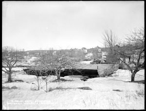 Sudbury Department, scows at Whitehall Dam, from the west on hill, Woodville, Hopkinton, Mass., Feb. 17, 1898