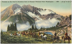 Tourist on the trail southern end of Olympic National Park, Washington