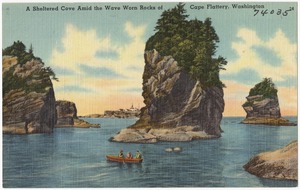 A sheltered cove amid the wave worn Rock of Cape Flattery, Washington