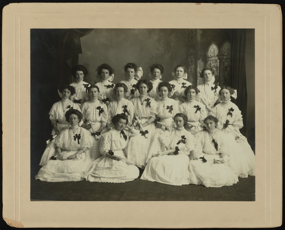 Group portrait of women dressed in white