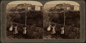 The storied Acropolis crowned by the Parthenon, (Theseion at left) S.E. from railway, Athens