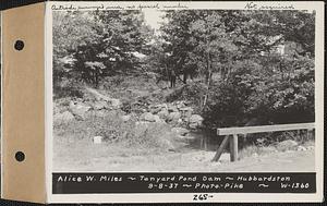 Alice W. Miles, Tanyard Pond dam, Hubbardston, Mass., Sep. 8, 1937