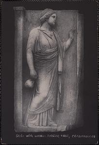 Stele with woman holding vase, Cerameicos