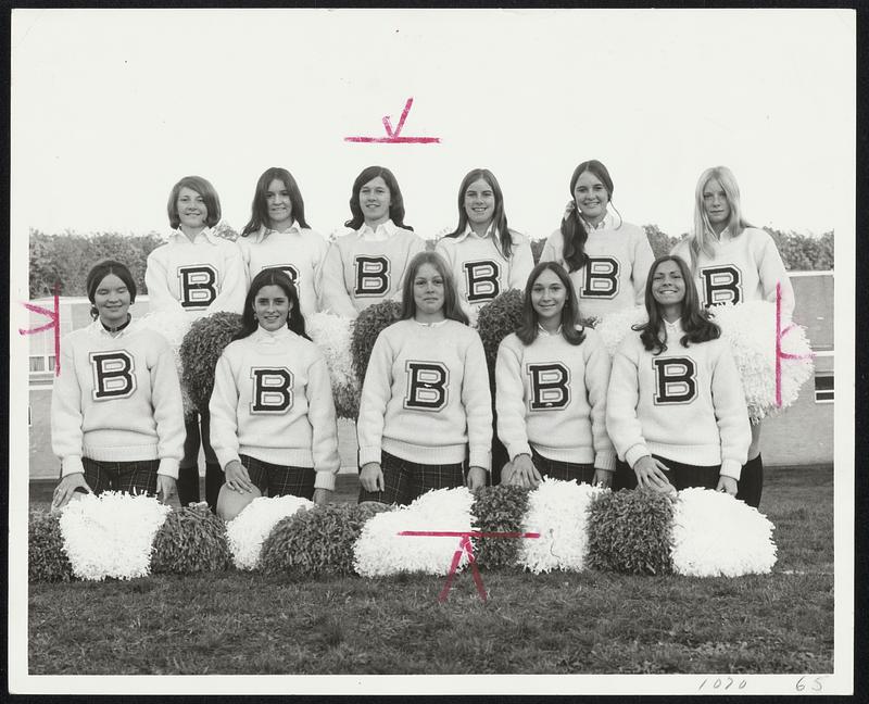 Bishop Brady Cheerleaders-Front (from left) Diane Conlon, Debbie Dussault, Jackie Veroneau, Diane Kirby and Barbara Geary, Back (from left) Marsha Quinn, Donna Noonan, Lucy Bernard, Christine Griffin, Ellen Walsh and Jeannie Veroneau.