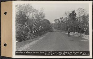 Contract No. 60, Access Roads to Shaft 12, Quabbin Aqueduct, Hardwick and Greenwich, looking back from Sta. 111+50, Greenwich and Hardwick, Mass., Sep. 29, 1938