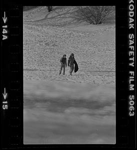 Children walking in snow