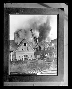 Firefighters on an ladder, unidentified fire