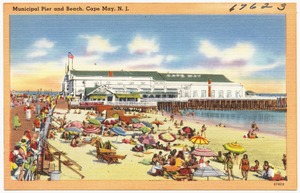 Municipal pier and beach, Cape May, N. J.