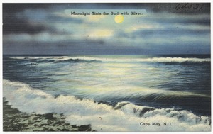 Moonlight tints the surf with silver, Cape May, N. J.