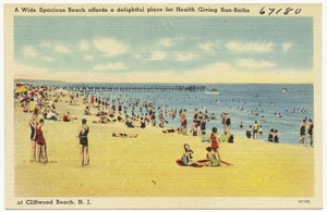 A wide spacious beach affords a delightful place for health giving sun-baths at Cliffwood Beach, N.J.