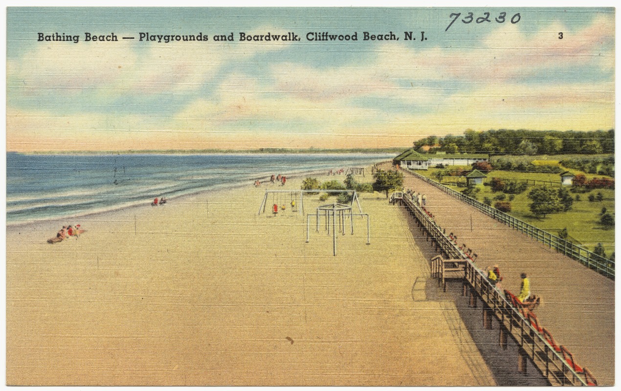 Bathing beach- playgrounds and boardwalk, Cliffwood Beach, N.J.