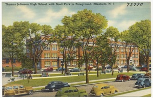 Thomas Jefferson high school with Scott Park in foreground, Elizabeth, N.J.