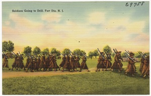 Soldiers going to drill, Fort Dix, N.J.