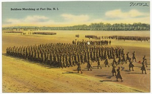 Soldiers marching at Fort Dix, N.J.