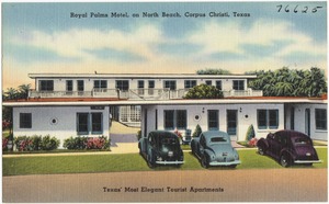 Royal Palms Motel, on North Beach, Corpus Christi, Texas. Texas' most elegant tourist apartments