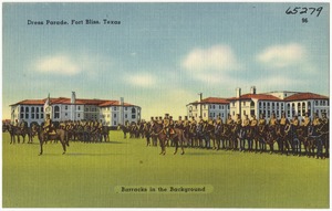 Dress Parade, Fort Bliss, Texas, barracks in the background
