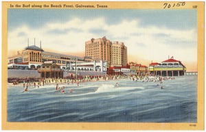 In the surf along the beach front, Galveston, Texas