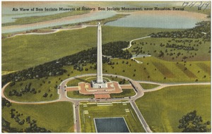 Air view of San Jacinto Museum of History, San Jacinto Monument, near Houston, Texas
