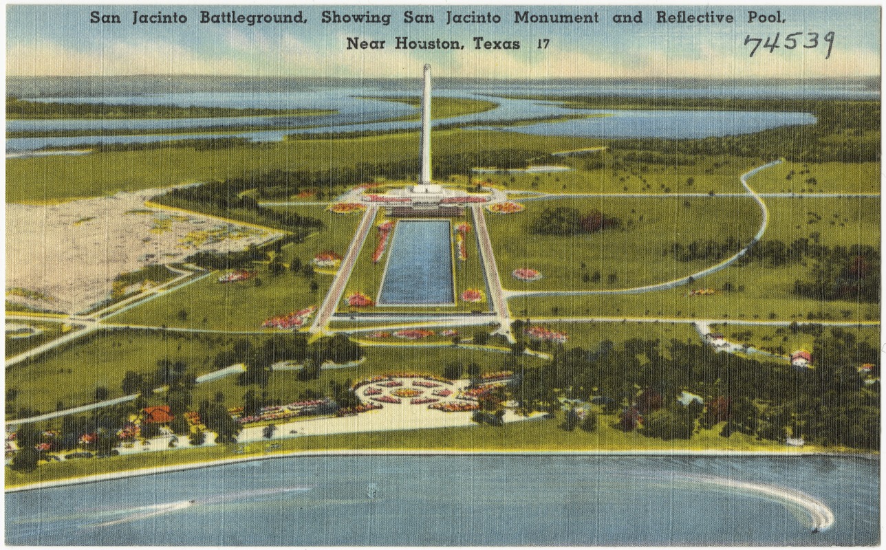 San Jacinto Battleground, showing San Jacinto Monument, and reflective pool, near Houston, Texas