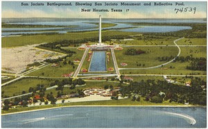 San Jacinto Battleground, showing San Jacinto Monument, and reflective pool, near Houston, Texas