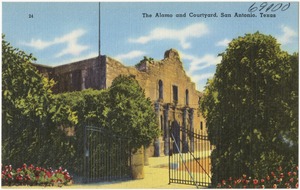The Alamo and courtyard, San Antonio, Texas