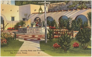 Governor's Palace, showing patio and fountain, San Antonio, Texas