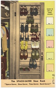 The Space-Saver shoe rack, "Space-saver, shoe-saver, time-saver, back-saver!"