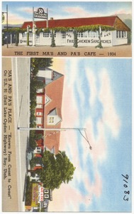 Ma's and Pa's Place -- "Known from coast to coast", on U.S. 91 (Salt Lake - Ogden  Highway), Roy, Utah. The first Ma's and Pa's Café -- 1934
