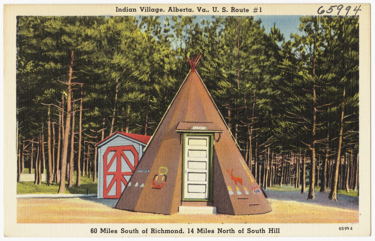 Indian Village, Alberta, Va., U.S. Route #1, 60 miles south of Richmond, 14 miles north of south Hill