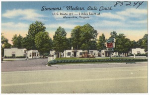 Simmons' Modern Auto Court, U.S. Route #1 -- 3 miles south of Alexandria, Virginia