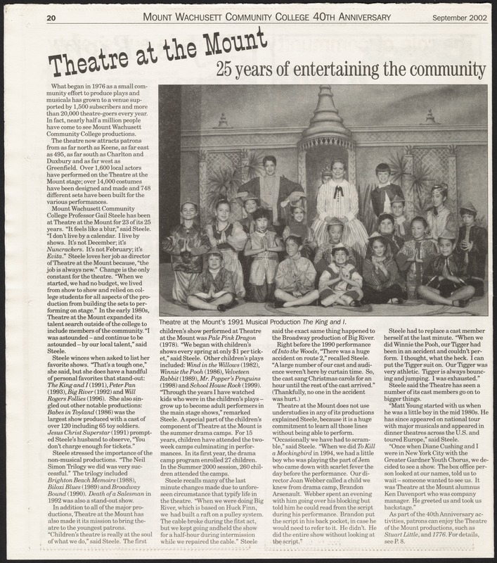 Theatre at the Mount : 25 years of entertaining the community