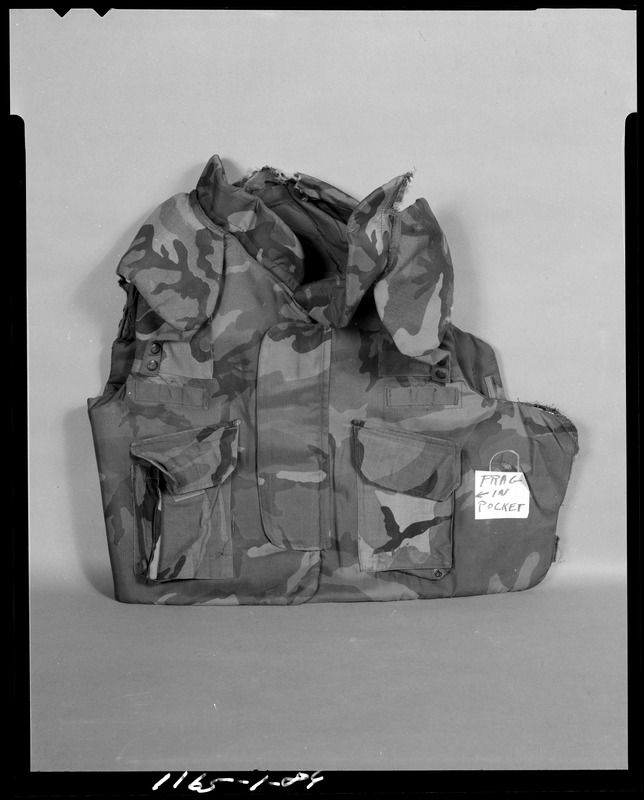 IPL body armor vest with fragments in vest Digital Commonwealth