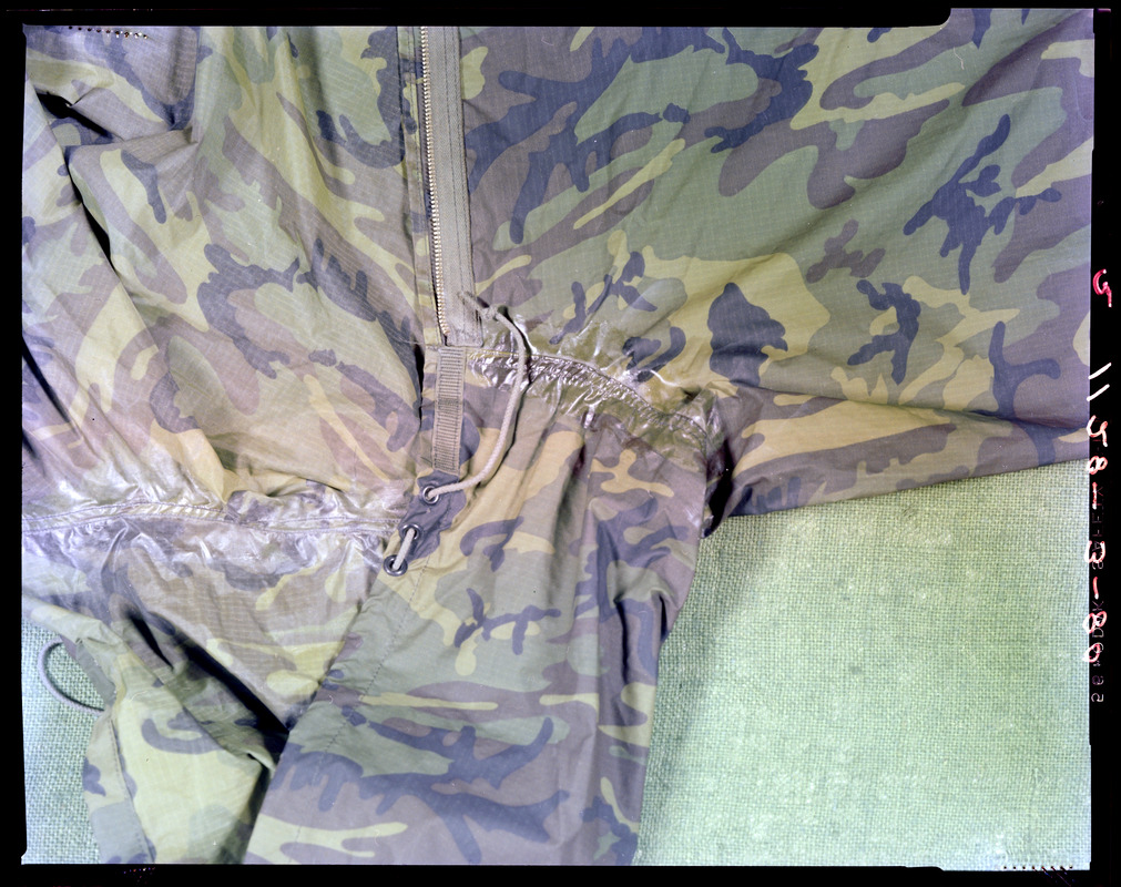 Waterproof jacket, detail of reinforced seam - Digital Commonwealth