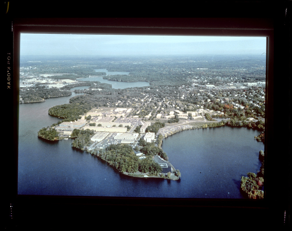 Aerial photograph of U.S. Army Natick Soldier Systems Center and surrounding area