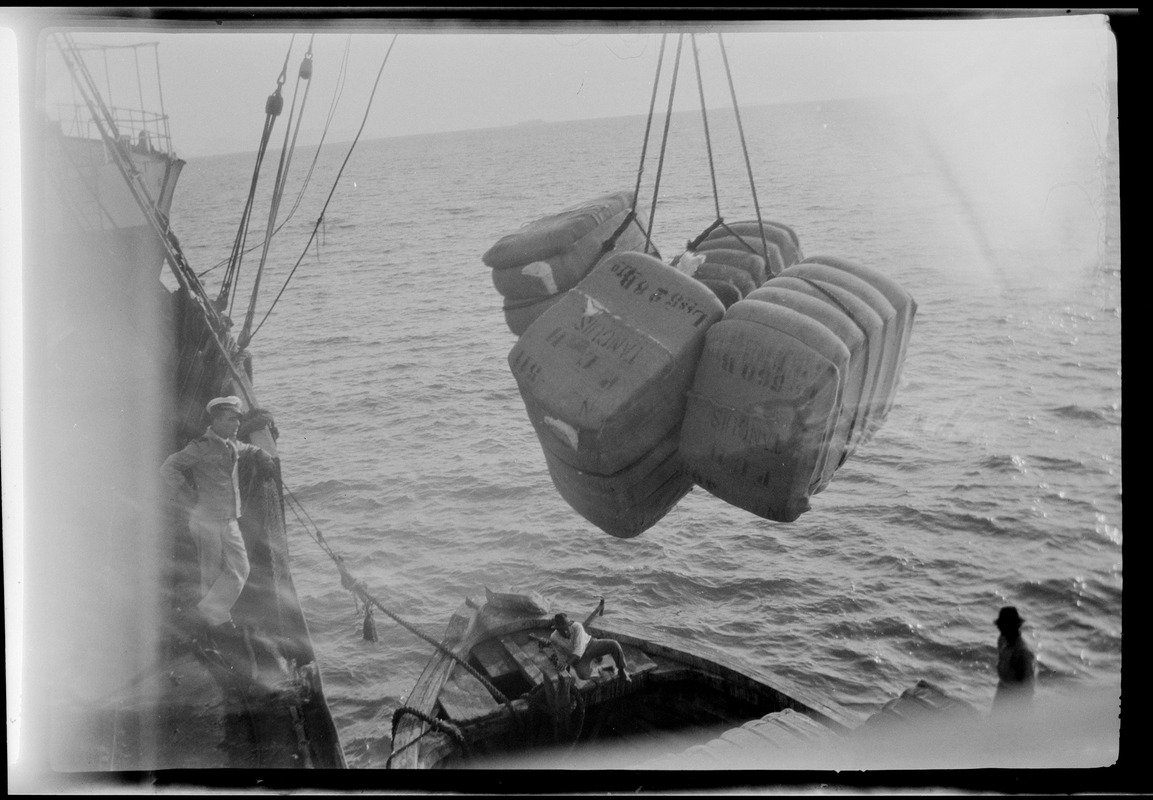 South America, unloading cotton from America, Grace Line S. S. Santa Teresa