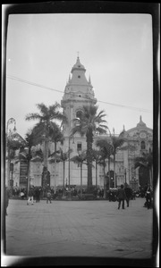 Lima, Peru, South America, the Cathedral façade from the park