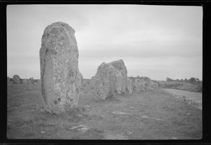 A large "menhir" in the alignment of stones at Carnac, Brittany, France