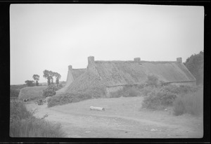 The old farmhouse opposite the dolmen at Carnac, Brittany, France