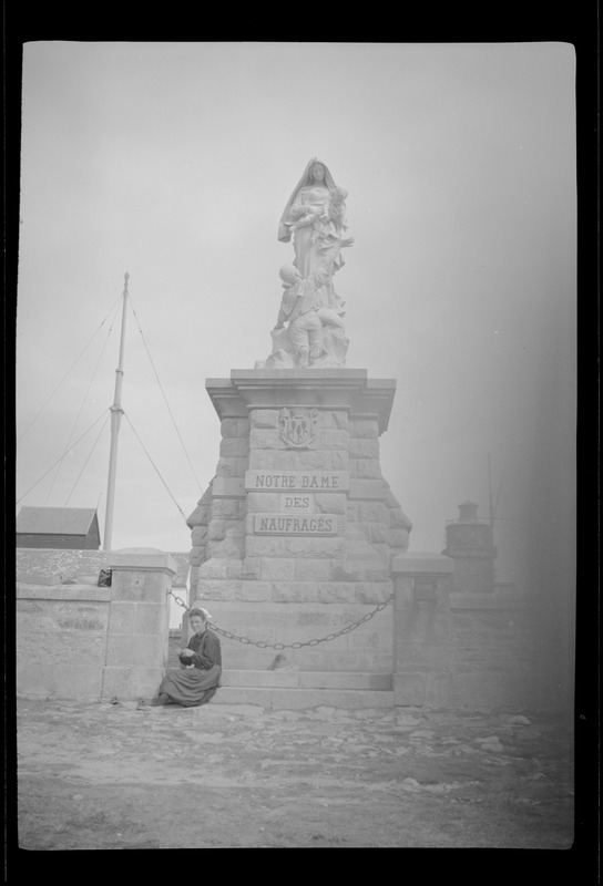 The lovely monument at Pointe du Raz, Cape Finistère, Brittany, France "Our Lady of Shipwrecks"