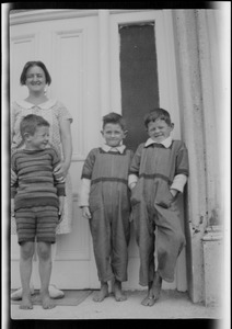 Kilronan, Inishmore, Aran Islands, Co. Galway, Mrs. Smith and the boys at the door of their house