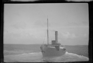 Aran Islands, Co. Galway, Steamer "Dun Angus" (Capt. Miskill) approaching Kilronan coming from Galway