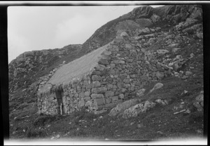 Type of very poor cabin, all stone construction, thatched roof, Connemara, west coast of Ireland, now abandoned
