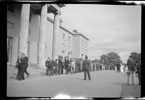 The garden party, Pres. De Valera and Mrs. De Valera receiving members of the World Federation of Education Association at the conference in Dublin at the party given at the Vice-regal Lodge, Phoenix Park