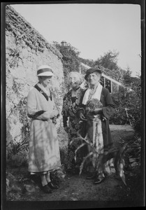 Miss Evelyn Gleeson, Mrs. Elsie Henry, Mrs. Margaret Leamy in the garden at Dun Emer