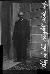 John O'Connor at the door of his home, 23 Henry St., Cork, Ireland